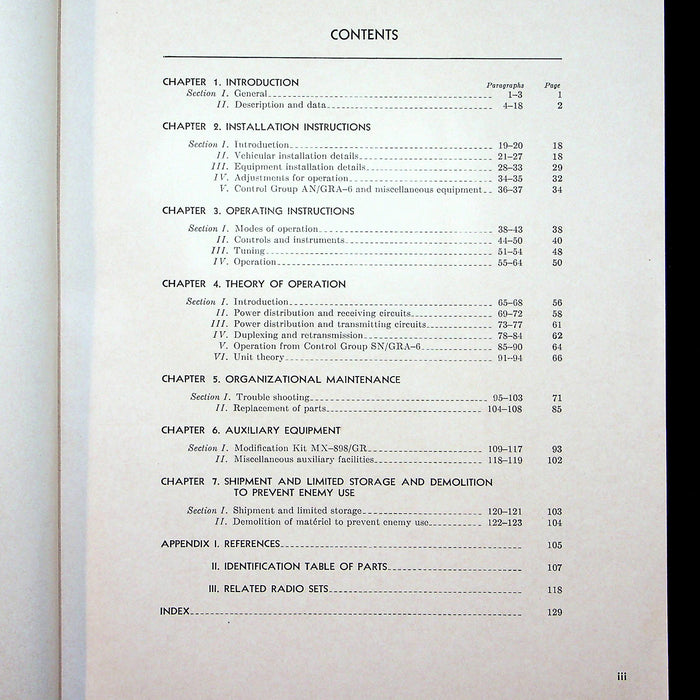 Department of the Army Technical Manual TM 11-287 Radio Sets AN/VRQ-1 (-2 & -3)