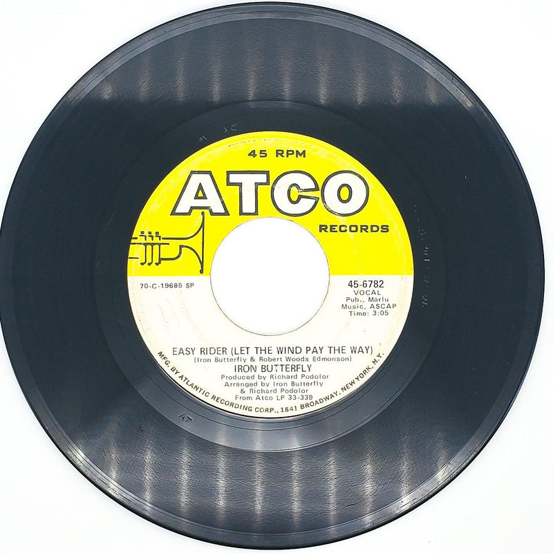 Iron Butterfly Easy Rider Record 45 RPM Single 45-6782 ATCO Records 1970 1