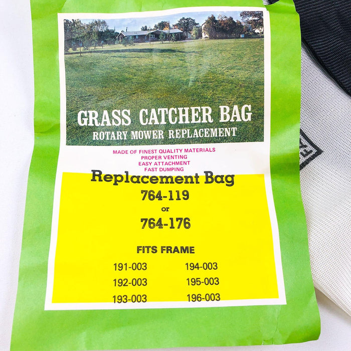 Grass Catcher Bag for Rotary Mowers 764-119 / 764-176 Fits Frame 191-196 New NOS