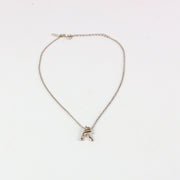 Cursive Initial Letter A Silver Toned Pendant Necklace - NY Tag 3