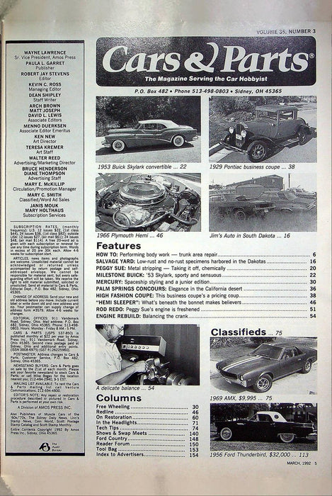 Cars & Parts Magazine March 1953 Buick Skylark, 1966 Plymouth Hemi