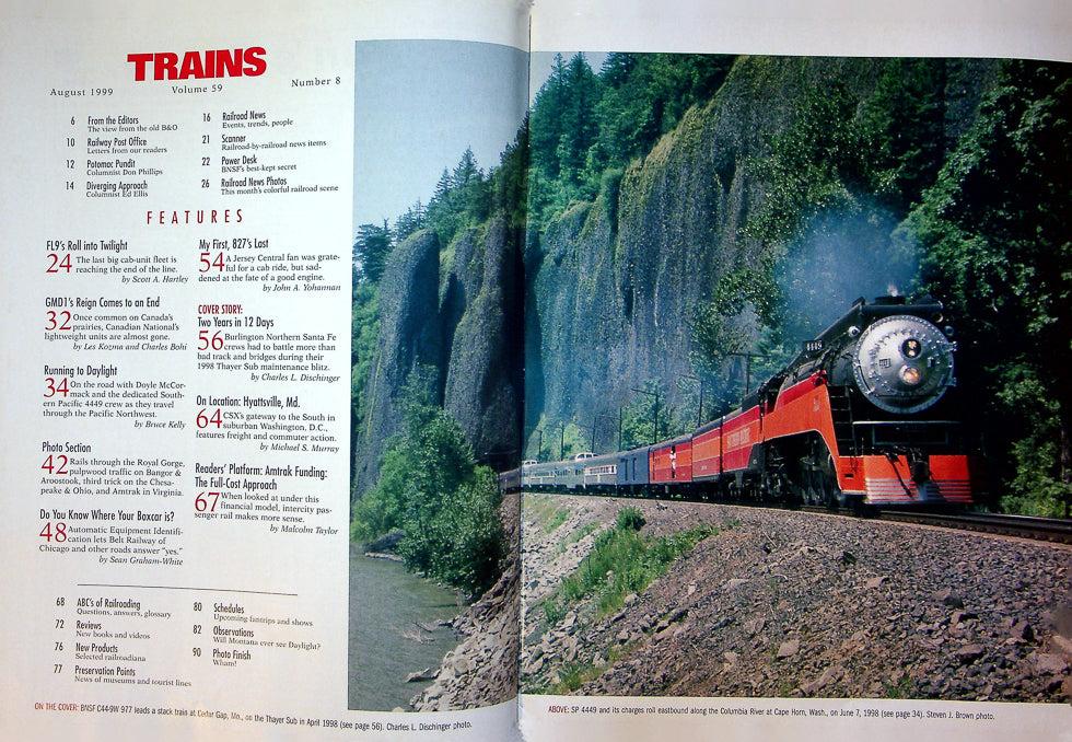 Trains Magazine August 1999 Vol 59 No 8 BNSF's Ozark Track Blitz