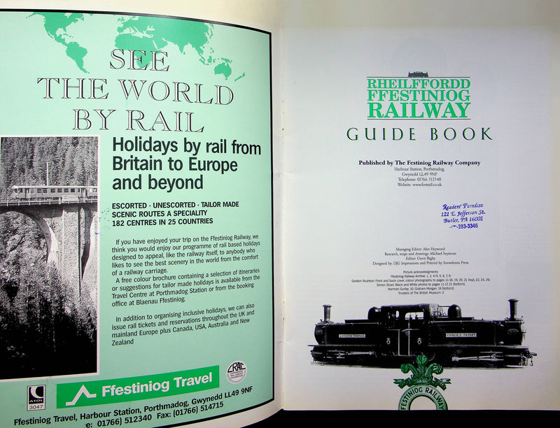 Rheilffordd Ffestiniog Railway Guide Book Wales England United Kingdom Company