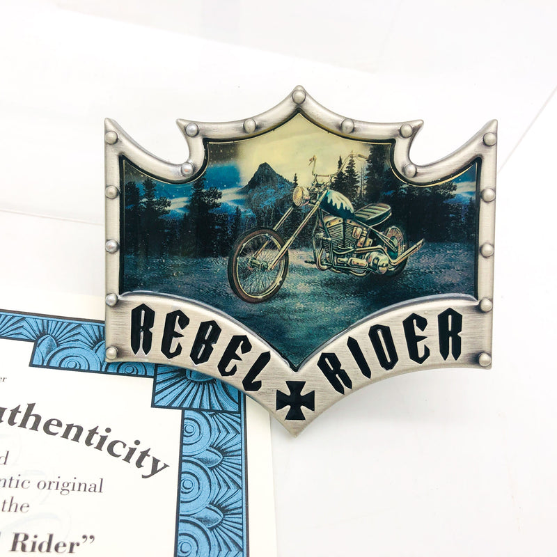 Pewter Belt Buckle Iron Eagle Rebel Rider Motorcycle Biker Bradford Exchange