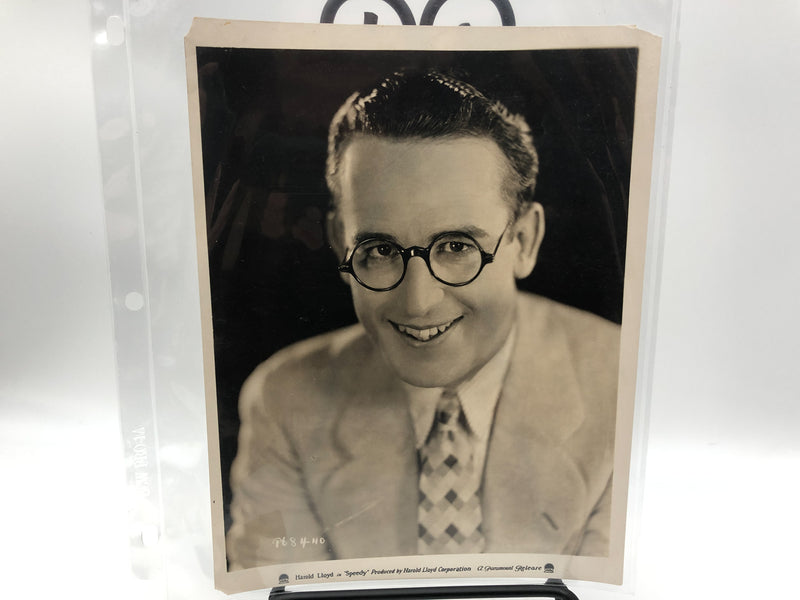 Original Harold Lloyd Headshot Photograph Signature Autograph Speedy Film 8x10
