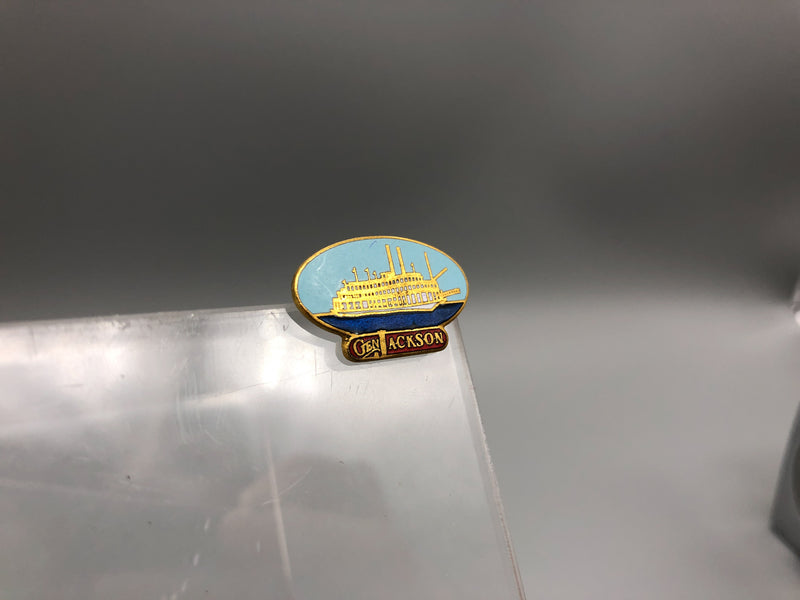 Vintage General Jackson Showboat Riverboat Lapel Pin Enamel Gold Border