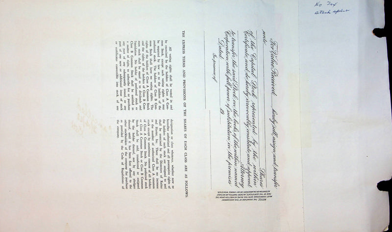 Reiter Dairy Company Stock Certificate Bond Scripophilly Akron Ohio 1965 No 204