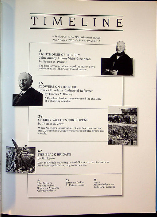 Timeline Ohio Historical Magazine July/Aug 2001 Vol 18 No 4 John Quincy Adams 2