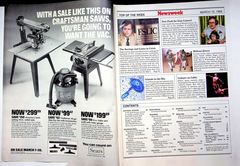 Newsweek Magazine March 15 1982 Savings And Loans Crisis Inflation Gun Control