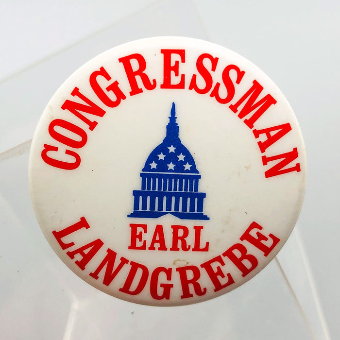 Earl Landgrebe Button 1.5" Pinback US Congressman Nixon Defender Watergate 4