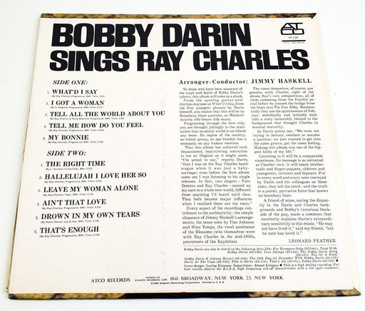 Bobby Darin Sings Ray Charles 33 RPM LP Record ATCO Records 1961 33-140 2