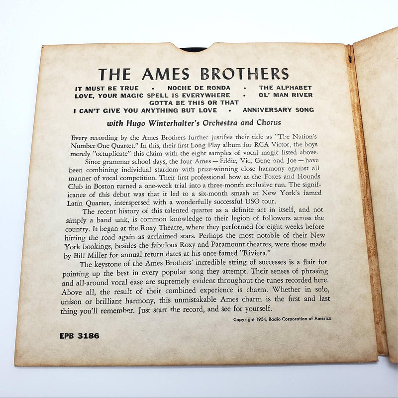 The Ames Brothers The Ames Brothers EP Record RCA Victor 1954 EPB-3186 4