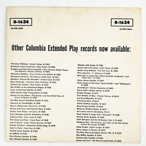 Ken Griffin Spotlite Record 45 RPM EP B-1634 Columbia 1953 2