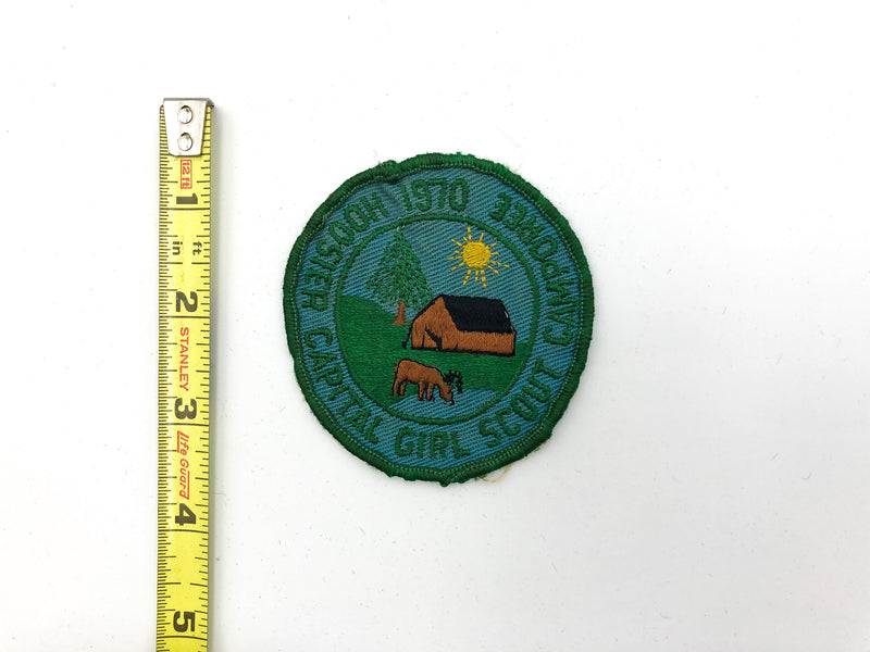 Vintage Girl Scout Patch Hoosier Capital Camporee 1970 Embroidered Blue Green