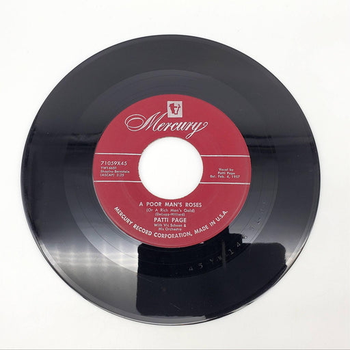 Patti Page A Poor Man's Roses Single Record Mercury 1957 71059X45 1
