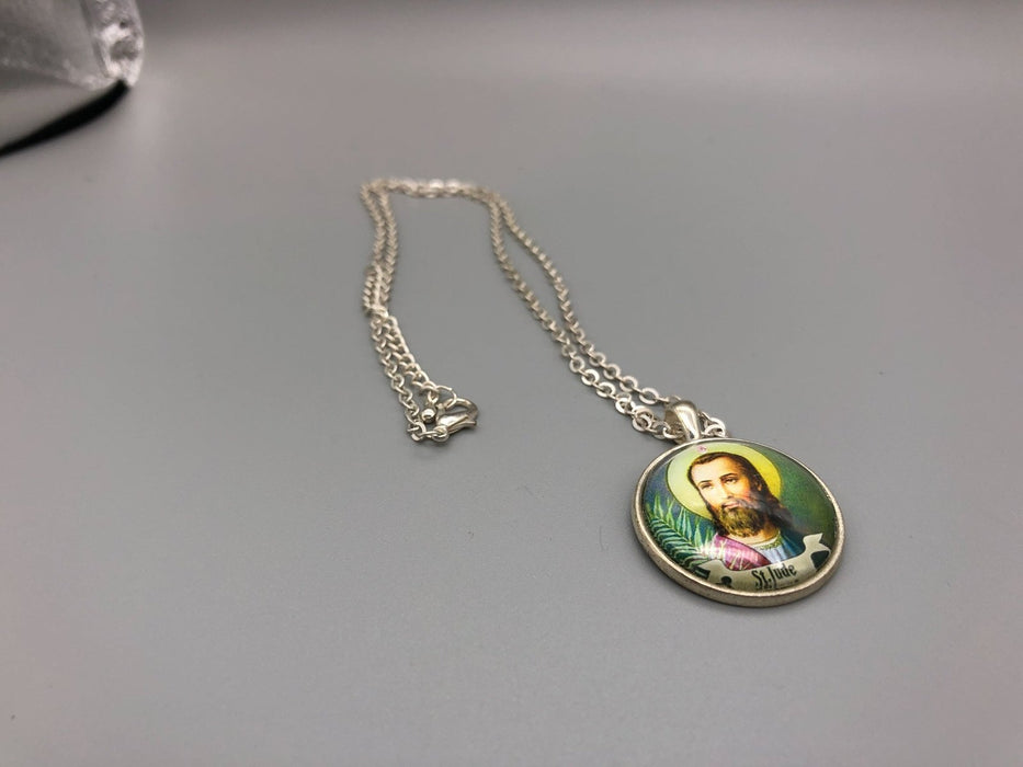 Saint Jude Resin Necklace Color Picture Round Pendant Charm Medal Catholic 3