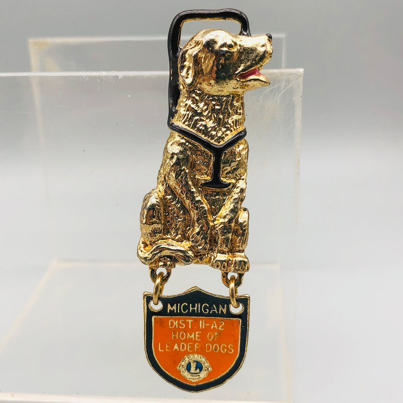 Vintage Lions Club Lapel Pin Pinback Dist 11-A2 Leader Dogs Michigan Labrador