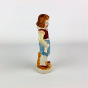 Occupied Japan Colonial Victorian Boy w/ Horn & Gold Accents 5 Inches 2