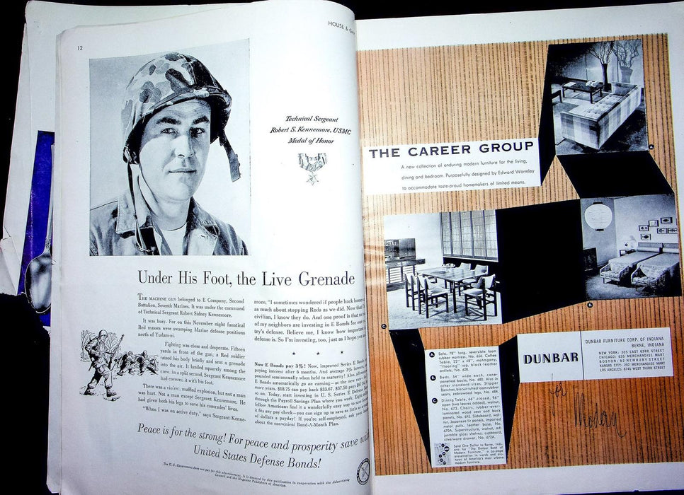 House & Garden Magazine November 1953 USMC Defense Bonds Ad Apartment Living