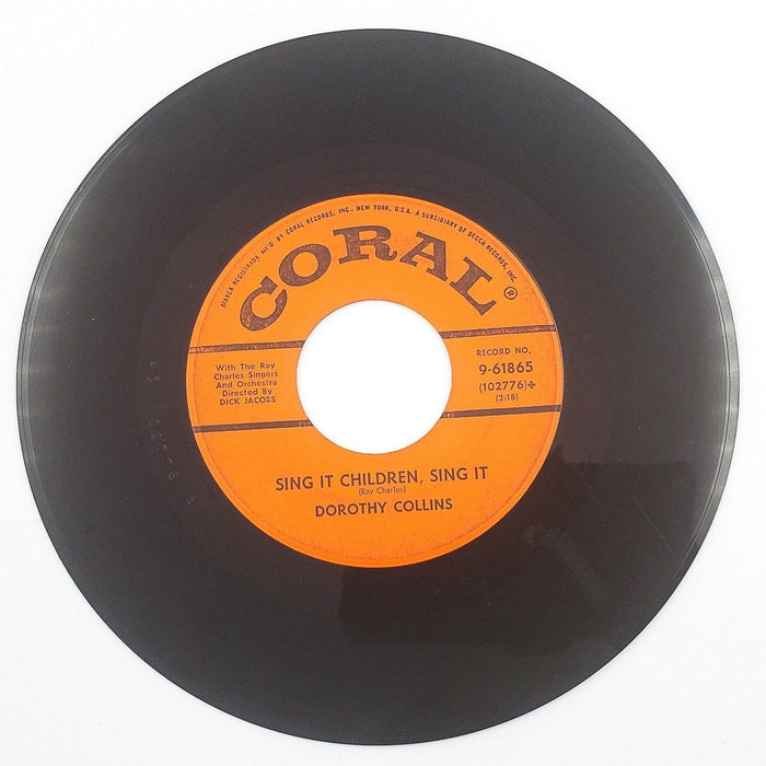 Dorothy Collins Soft Sands 45 RPM Single Record Coral 1957 2