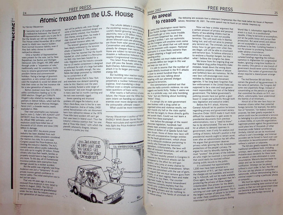 The Free Press Magazine Winter 2002 America War On Terrorism Atomic Treason Ohio