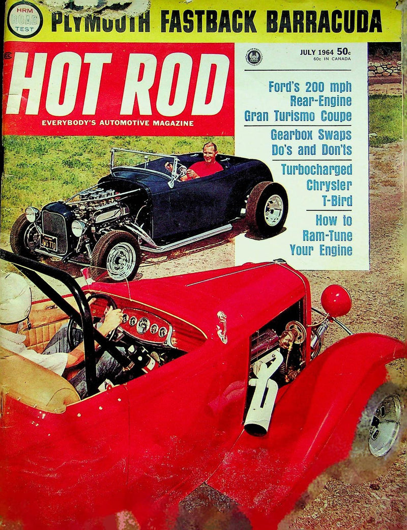 Hot Rod Magazine July 1964 Ford Gran Turismo Coupe Plymouth Fastback Barracuda