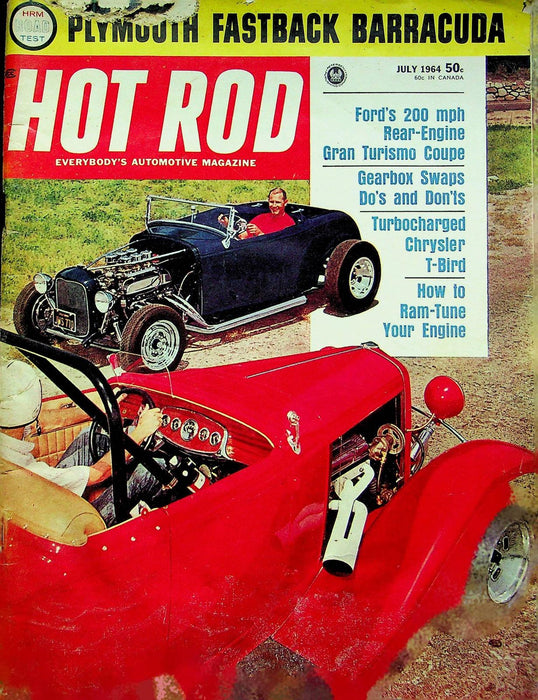 Hot Rod Magazine July 1964 Ford Gran Turismo Coupe Plymouth Fastback Barracuda