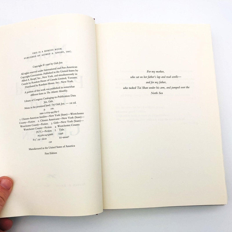 Mona In The Promised Land Hardcover Gish Jen 1996 Chinese American Families Love 8