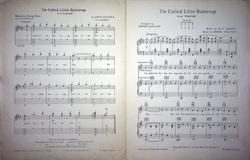 Vintage Sheet Music I'm Called Little Buttercup Pinafore 1936 Arthur Sullivan 3