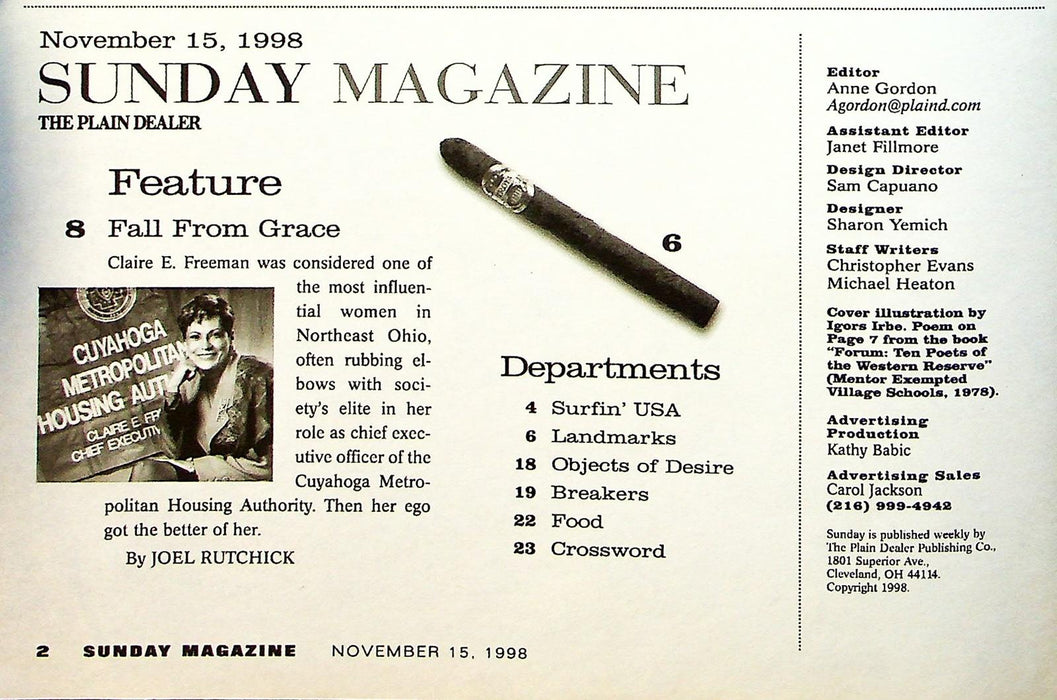 Plain Dealer Sunday Magazine November 1998 Rise & Fall of CMHA's Claire Freeman 2