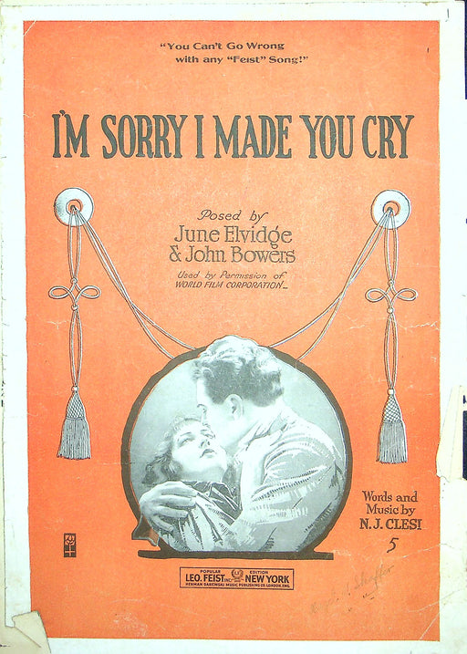 Sheet Music I'm Sorry I Made You Cry June Elvidoe John Bowers N J Clesi 1918 1