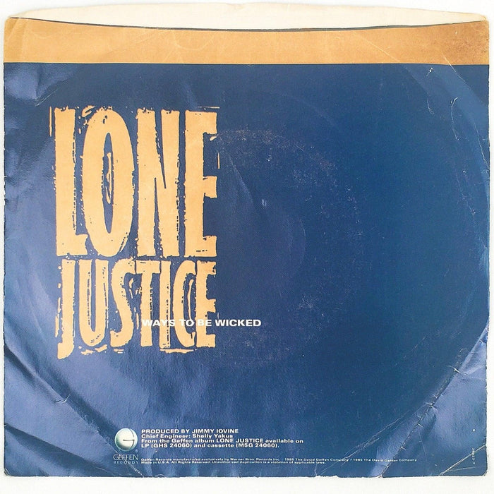 Lone Justice Ways To Be Wicked Record 45 RPM Single 7-29023 Geffen 1985 2