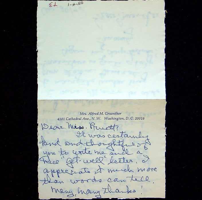 WW2 Major General Alfred Gruenther Wifes Hand Written Letter Grace to Friend 2