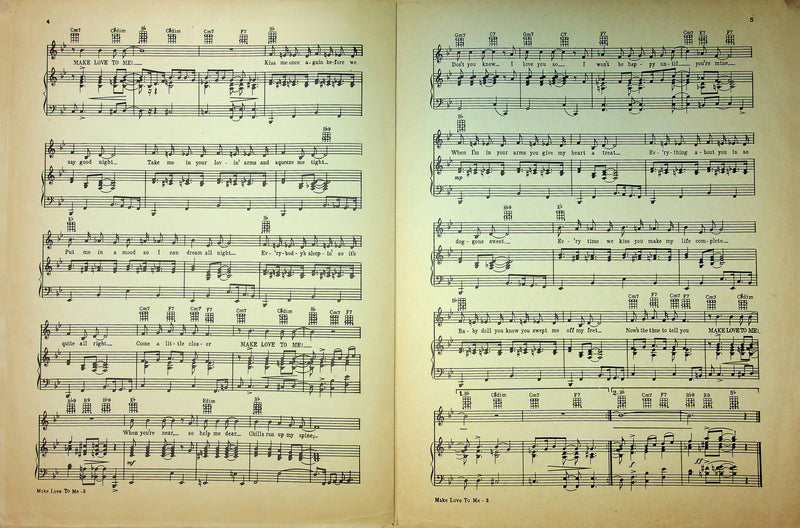 Vintage Sheet Music Make Love To Me Bill Norvas Leon Roppolo Paul Mares Melrose 3