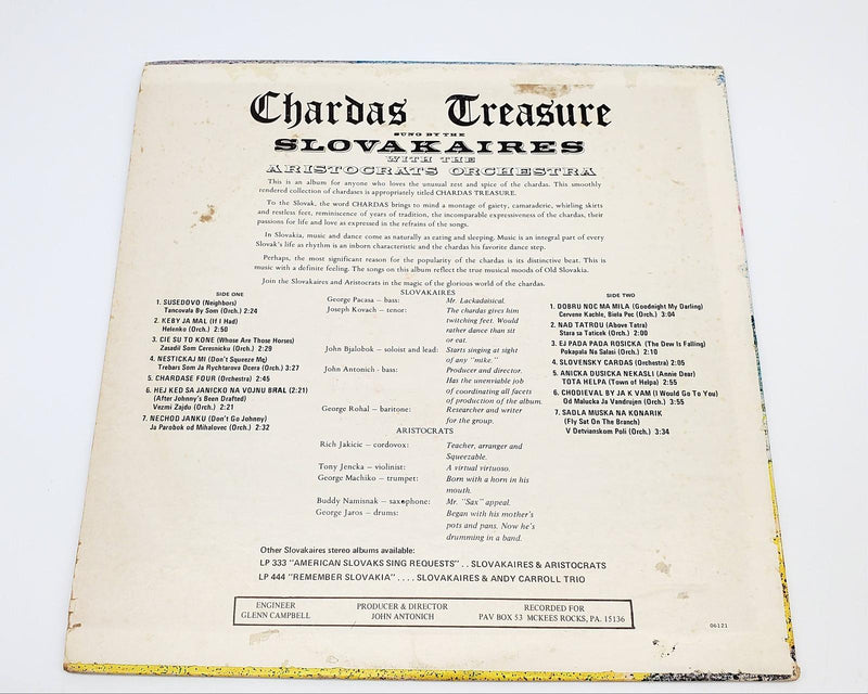 The Slovakaires Chardas Treasure LP Record PAV 555 2