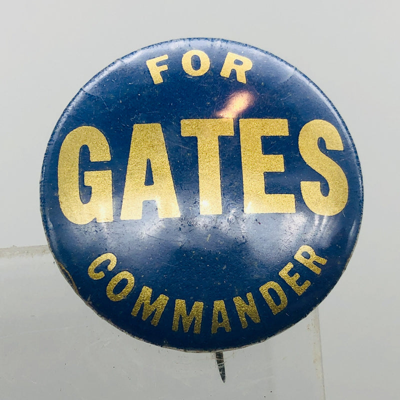 Vintage Gates For Commander Button 1" Bastian Bros Blue Gold Metal