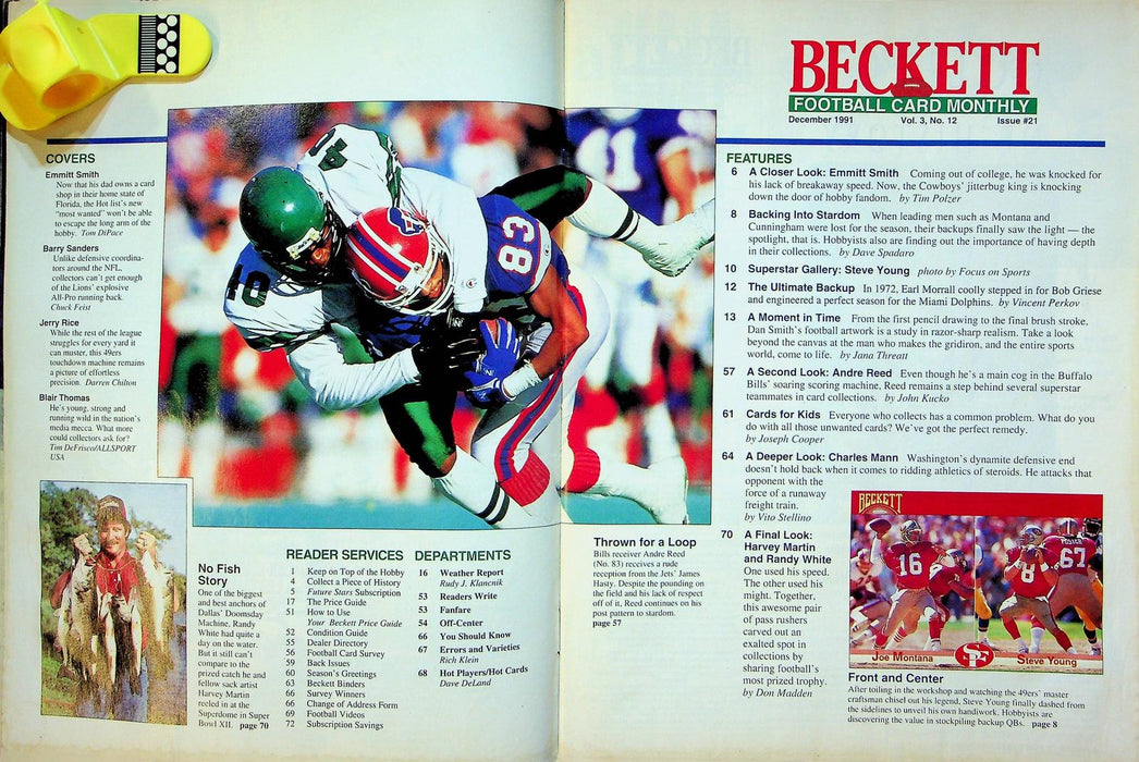 Beckett Football Magazine Dec 1991 # 21 Emitt Smith Dallas Cowboy Blair Thomas 1 2