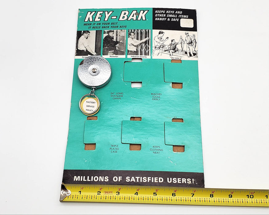1960s Key-Bak Retractable Key Chain West Coast Chain & Store Stand Display #2