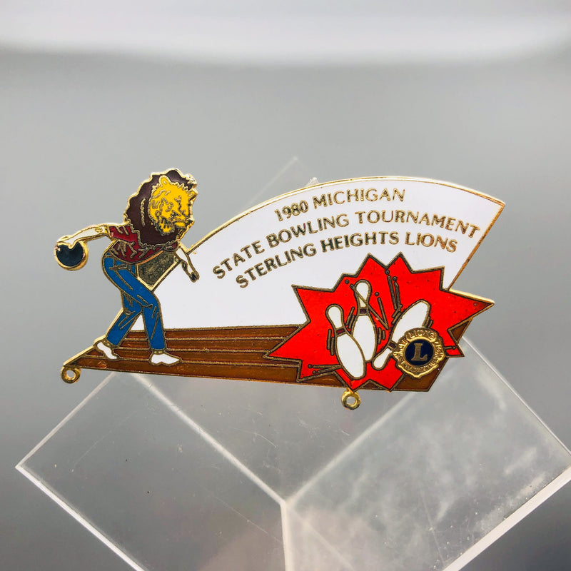 Vintage Lions Club Lapel Pin Michigan Bowling Tournament Sterling Heights 7