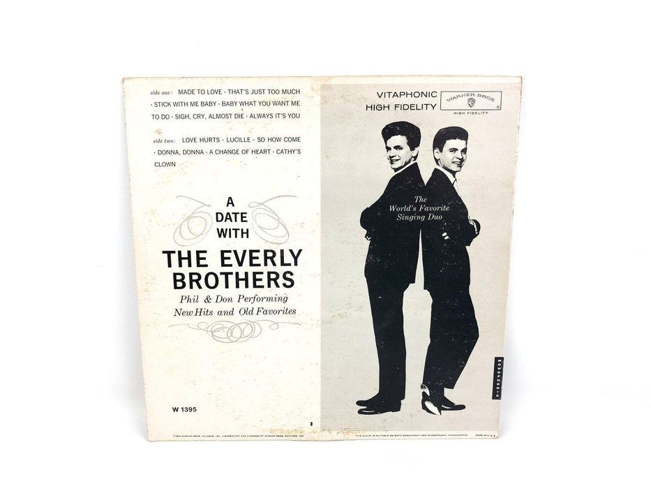 Everly Brothers A Date With the Everly Brothers Record LP W 1395 Warner Bro 1960 3