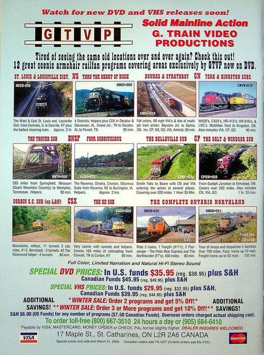 Railfan & Railroad Magazine March 2004 Vol 23 No 3 Union, Meadow Valley Wash