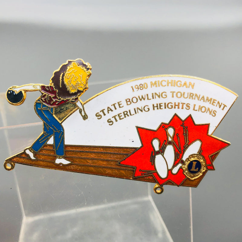 Vintage Lions Club Lapel Pin Michigan Bowling Tournament Sterling Heights 5