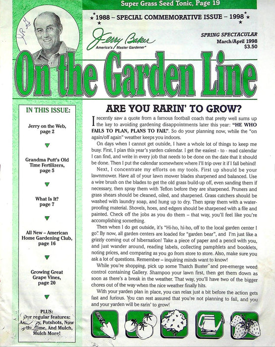 On The Garden Line Magazine March 1998 Old time Fertilizer, Growing Grape Vines