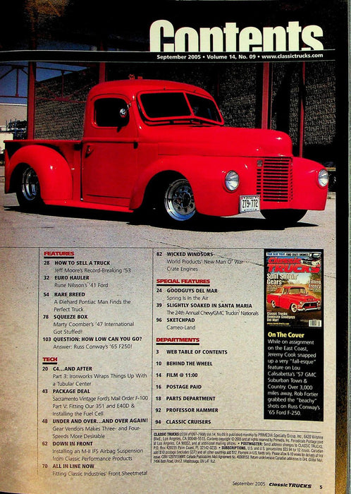 Classic Trucks Magazine September 2005 Vol 14 # 9 Split Shiftin' Gears