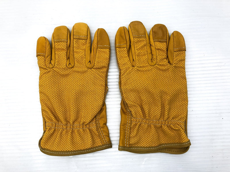 6 Pairs Leather Palm Safety Gloves Split PVC Tan Dash Dot Back Fabric MEDIUM 3