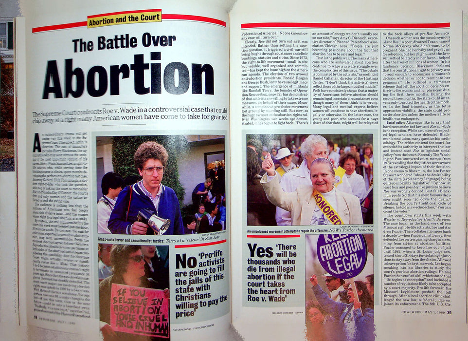 Newsweek Magazine May 1 1989 Justice Sandra Day O'Connor Abortion Roe Vs Wade