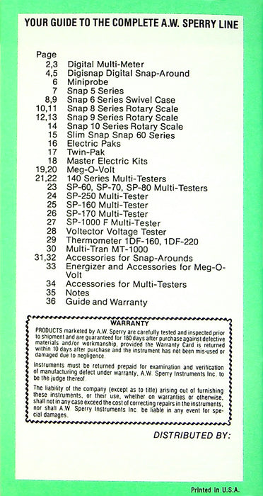 1980 A.W. Sperry Multimeter Multitester Mini Catalogs w/ Price List Lot of 2