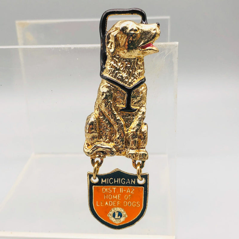 Vintage Lions Club Lapel Pin Pinback Dist 11-A2 Leader Dogs Michigan Labrador