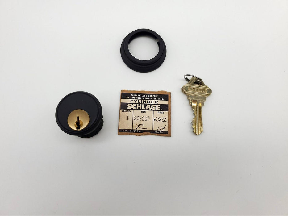 Schlage Mortise Lock Cylinder 1-1/4" Length 20-001 C Keyway Matte Black NOS