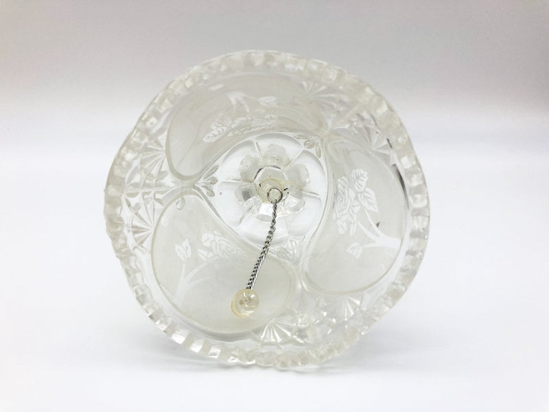 Vintage Lead Crystal Bell 8" Etched 3 Rose Flower Frosted Panels Dinner Table 8